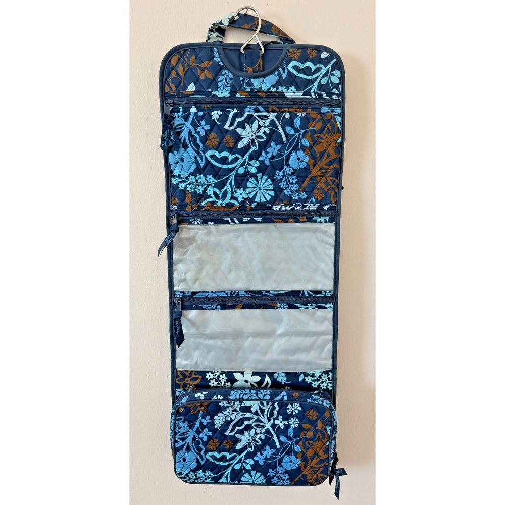 Vera Bradley Java Blue Hanging Travel Cosmetic Organizer Toiletry Bag Retired